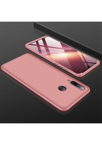 Noktaks - Huawei P30 Lite Uyumlu Kılıf Parmak İzi Tutmayan Alt Üst Geçmeli 3 Parça Ays Kapak - Rose Gold - T8330