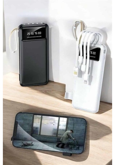 20.000 Mah Led Işıklı Lcd Ekran Usb Girişli Type-c Lightning Powerbank Açık