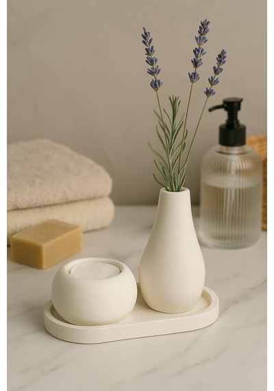 3 Parça El Yapımı Masaüstü Organizer Set Minimalist Kalemlik, Mumluk Ve Tepsi Modern Masa Dekoru Beyaz - Çok Renkli 3 Parça El Yapımı Masaüstü Organizer Set Minimalist Kalemlik, Mumluk Ve Tepsi Modern Masa Dekoru Beyaz - Çok Renkli