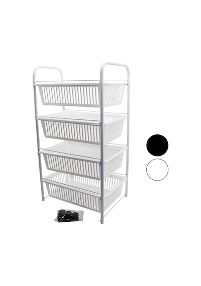 Lalezar Lzr-506 Sebzelik Ve Meyvelik 4 Katlı Tekerlekli Metal Kasa Çekmeli Sepet Plastik Sepet - 4'li Paket Diğer