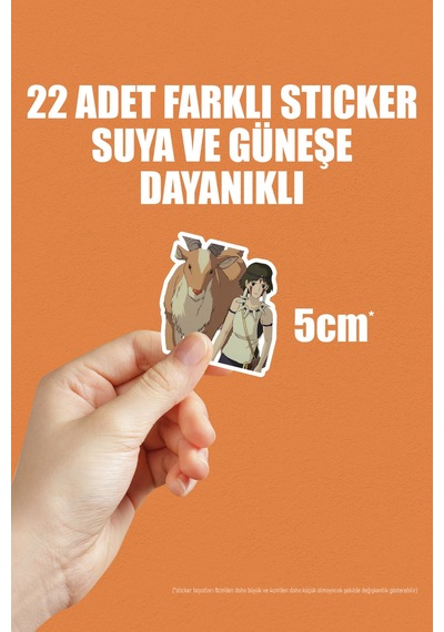 Mononoke Hime Princess Mononoke Anime Telefon Laptop Yapışkanlı Folyo Sticker Paketi 22 Adet Çok Renkli