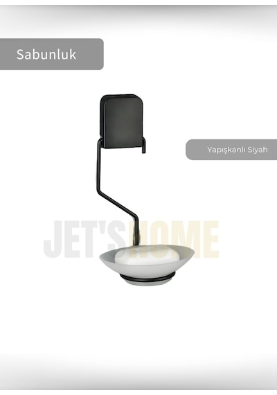 Jet's Home Yapışkanlı Sabunluk Paslanmaz Katı Sabun Tutucu Sabun Düzenleyici Çelik Siyah Siyah