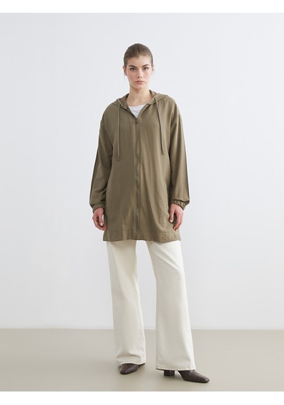 Lcw Modest Haki Kapüşonlu Oversize Kadın Tunik