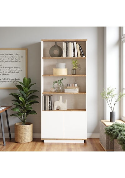 Robin Home Kitaplık 4 Raflı 2 Kapaklı 168cm Çam-beyaz Beyaz