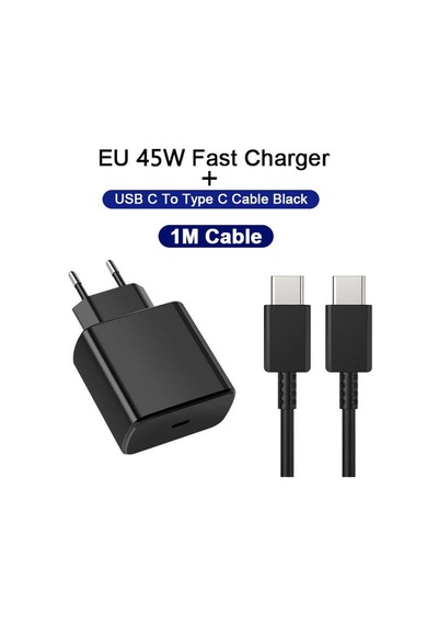 Samsung Galaxy Uyumlu Süper Fast Charge Pd 45w Şarj Kiti Adaptör + Kablo Siyah - 658700221