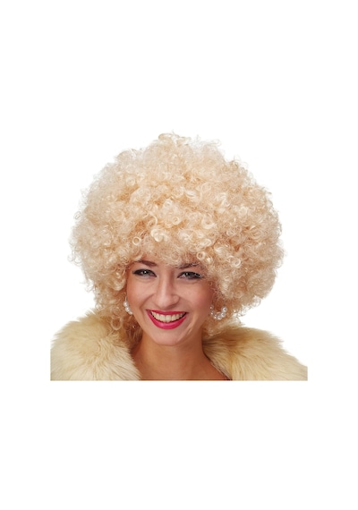 Altın Renk Kıvırcık Afro Bonus Peruk Saç Parti Peruğu Platin Gold