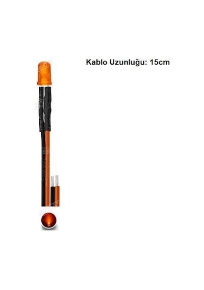 12V LED Kablolu 5 Adet 5mm Turuncu  Difused - 20 Cm