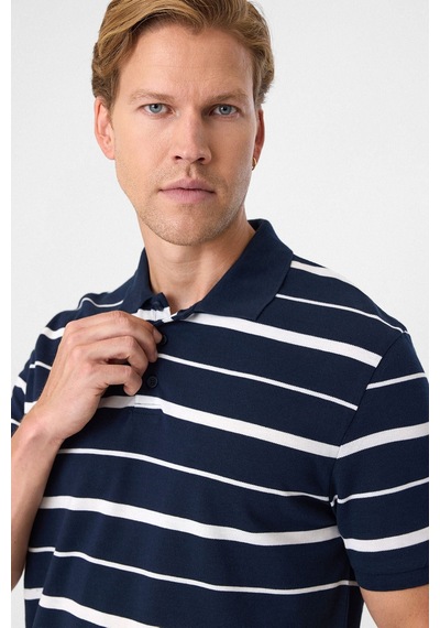 Back And Bond Regular Fit Lacivert Düğmeli Polo Yaka Tişört