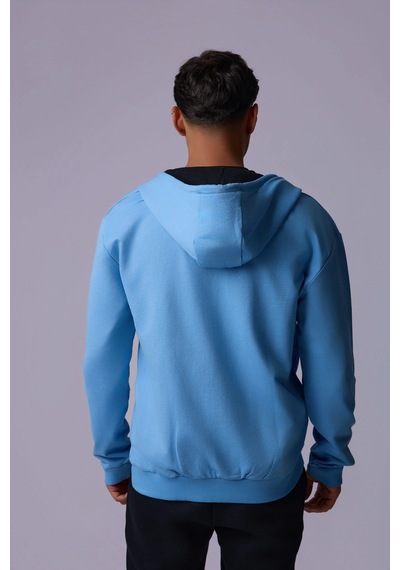 Defys Defy S Erkek Oversize Kapüşonlu Fermuarlı Cepli Sweatshirt Mavi - 527577758 Mavi