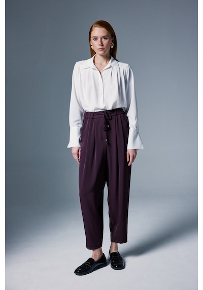 Sateen Talia Pantolon - Mürdüm-137100 Mürdüm