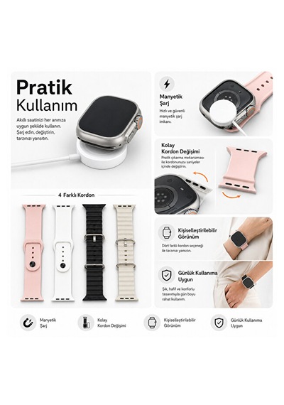 Hiltech T20 Ultra 2 49 MM 4 Kordonlu Akıllı Saat (İthalatçı Garantili)