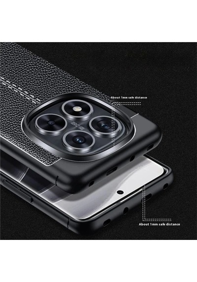 Redmi Note 14 Pro Plus 5G Silikon Kılıf Deri Desenli Darbe Emici Kapak Siyah