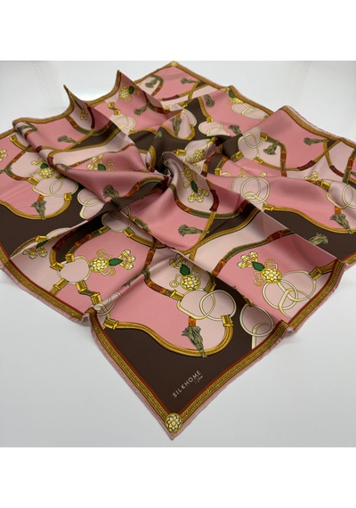 Silk Home Twill İpek Eşarp 11500-03 Pembe - Kahverengi