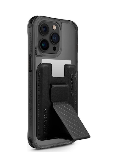 Apple Uyumlu iPhone 15 Pro Max Kılıf Skinarma Şeffaf Magsafe Şarj Özellik Kado Kartlıklı Saido Kapak Mavi