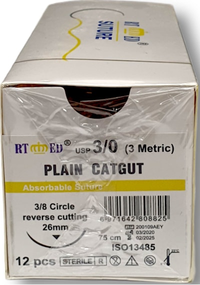 Plain Katküt 3/0 Keskin 3/8 26 MM