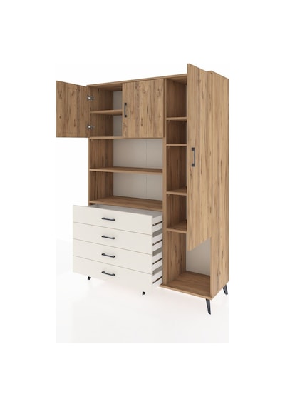 Hyperion Dolap 8 Raflı 4 Çekmeceli 3 Kapaklı 132x44x195 Çam-ç... Çam