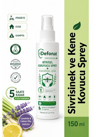 Defonat Bitkisel Sinek Sivrisinek Ve Kene Kovucu Koruyucu Sprey 150 Ml