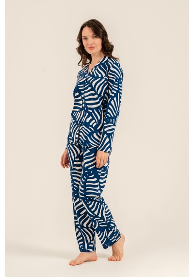 Arnetta Kadın Lacivert Desenli Gömlek Pijama Takımı Ar3766-s-v1 Ar3766-s-v1