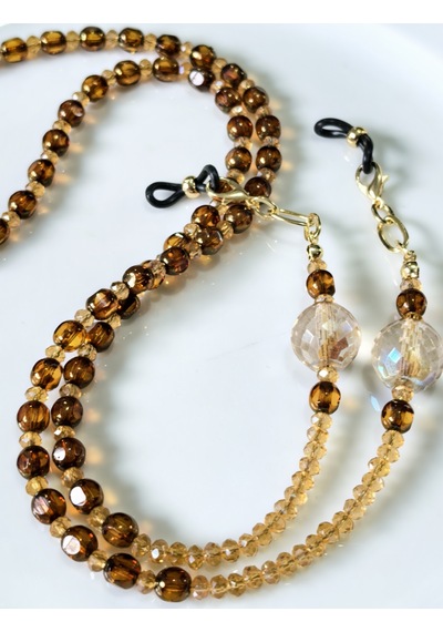 Gözlük Zinciri Gerçek Kristal Taşlı Thinblack Amber