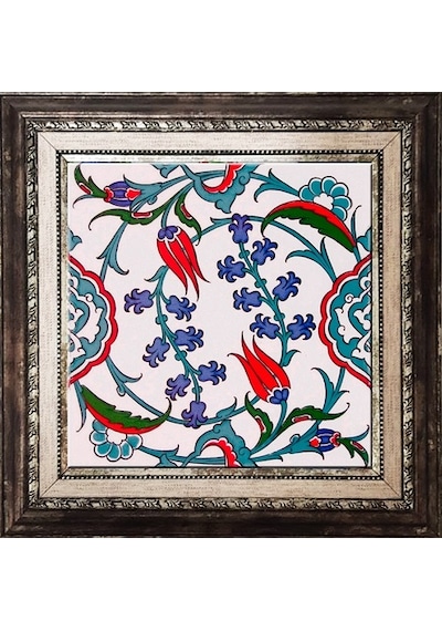 Armada Çini 20X20 Cm Ac 5 Iznik Dönence Çiçek Desenli Çini Pano