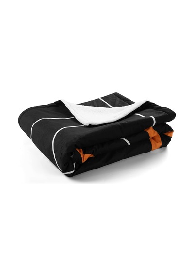 Basketbol Oyunu Sherpa Battaniye, 152,4 Cm X 127 Cm, Siyah Ve Turuncu Çok Renkli