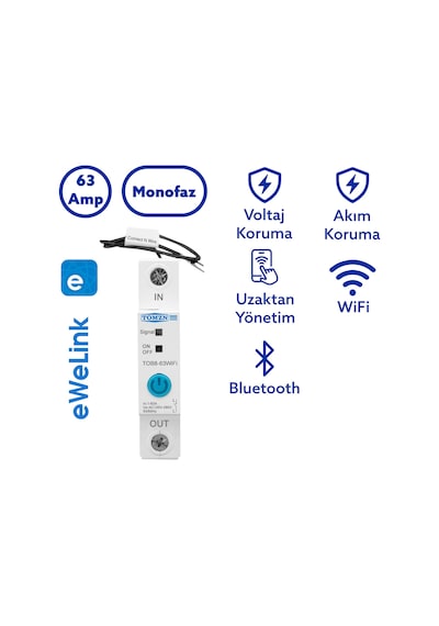 Tomzn WiFi Akıllı Voltaj Ve Akım Koruma Rölesi, Dahili Enerji Ölçer 63a Ewelink Uyumlu - Tek Kutup