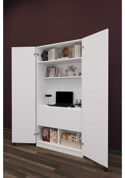 Lüks Dolaplı Çalışma Masası Kitaplıklı Raflı Bilgisayar Ofis Ders Çalışma Yemek Masası Md01 Beyaz Lüks Dolaplı Çalışma Masası Kitaplıklı Raflı Bilgisayar Ofis Ders Çalışma Yemek Masası Md01 Beyaz