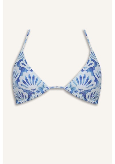 Defacto Regular Fıt Desenli Simli Kumaş Sax Mavi Bikini Üstü H1089ax26smbe114 Mavi-be114