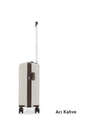 Mçs Bavul Orta Ve Kabin 2li Set Kırılmaz Silikon Valiz V374 Kemik/acıkahve Kemik