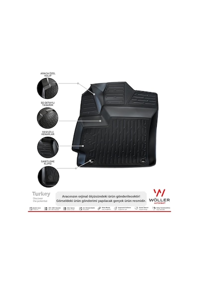 Toyota Corolla Paspas 2019 2023 Arası Uyumlu 3D Havuzlu Wöller Paspas