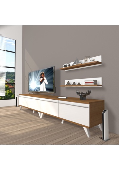 Decoraktiv Eko 200t Mdf Retro Tv Ünitesi Tv Sehpası Ceviz - Beyaz Decoraktiv Eko 200t Mdf Retro Tv Ünitesi Tv Sehpası Ceviz - Beyaz