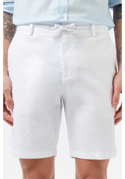 Lacoste Men's Regular Fit White Bermuda Shorts Erkek Keten Pamuk Bermuda Şort Beyaz