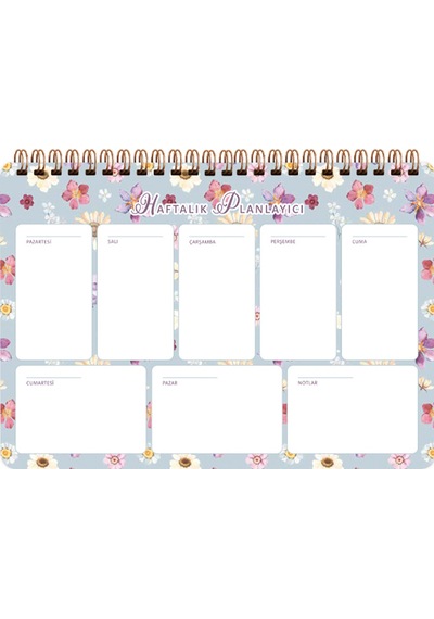 Keskin Color Spiralli Planner Lila Çiçek 17x24