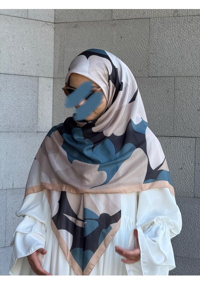 Qalortex Scarf Pamuklu Vera Desen Eşarp-petrol
