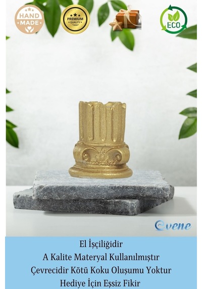 Mumluk Şamdan Tealight Mum Uyumlu Tarihi Sütun Model - Altın