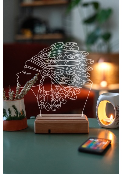 Özel Tasarım Kızılderili 3D Led Lamba