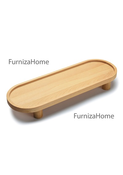 Çok Amaçlı Ahşap Ayaklı Düzenleyici Sunumluk Servis Tabağı Ayaklı Sunumluk Mutfak Banyo Stand Açık Renk Ahşap