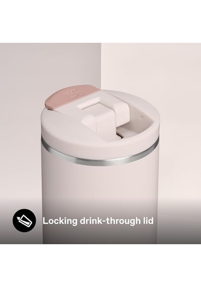 The Transit Fliptop Mug Termos Bardak, 0.60 L, Pembe Kuvars Rose Quartz Açık Beyaz