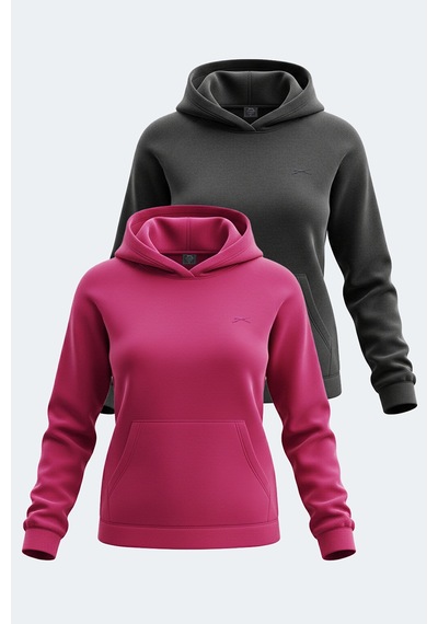 Slazenger Sassa 2 Li Set Kadın Siyah - Fuşya Sweatshirt Siyah - Fuşya