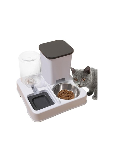 Techtic Otomatik Kedi&amp Köpek Mama Su Kabı 2'si 1 Arada Su Sebili Evcil Hayvanlar İçin Mama Ve Su Kabı