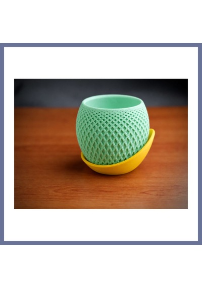 Bezos 3d Baskı Küre Saksı - Kafes Dokulu İki Parçalı Dekoratif Saksı - Mint-sarı Dlra Standart 26745121
