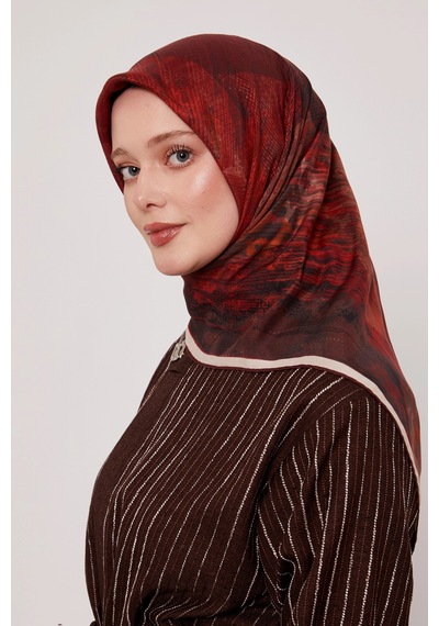 Levidor Royal Eşarp Batik Desen Bordo Bordo
