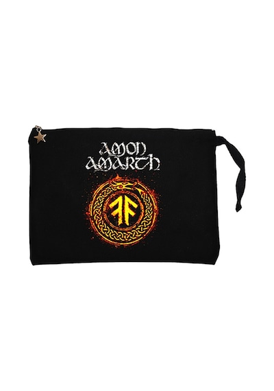 Amon Amarth Skull Siyah Clutch Astarlı Cüzdan / El Çantası Siyah