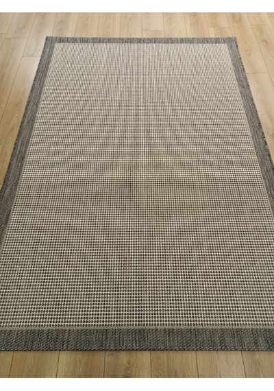 Çam Halı Sisal 9313 Gri / Beyaz Bordürlü Jüt Sisal Kilim