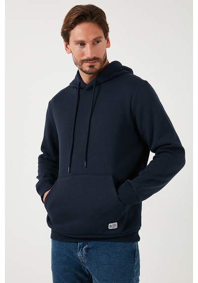 Buratti Regular Fit Kapüşonlu Kanguru Cepli Içi Tüylü Yumuşak Şardonlu Erkek Sweat 5905281 Koyu Lacivert