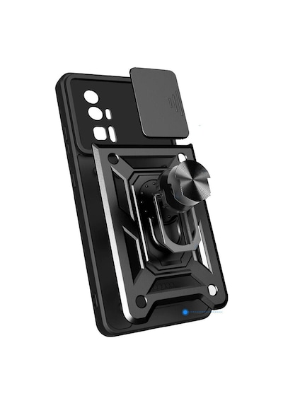 Poco F5 Pro Kılıf Magnetik Standlı Kamera Korumalı Sürgülü Vega Kapak - Mavi Mavi Mavi