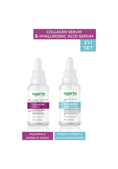 Agarta Kuru Ciltler İçin Collagen + Hyaluronic Acid Serum 2 x 30 ML