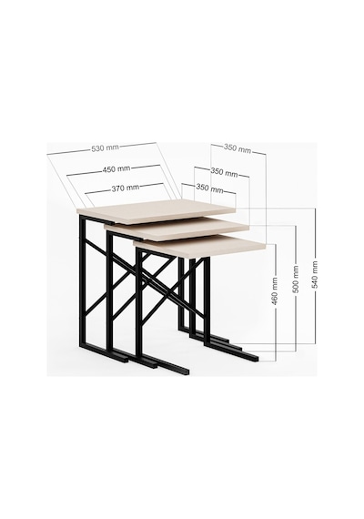 Zg2 Metal Ayaklı Zigon Sehpa - Bej Zg2 - Bej