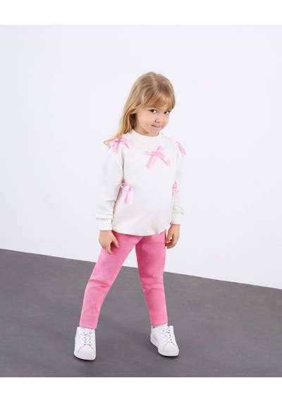 Miniko Kids Kız Çocuk Bayramlık Fiyonk Detaylı 2li Takım Pembe