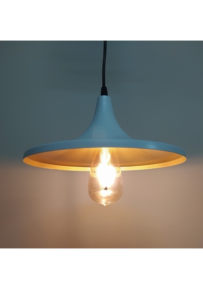Riolight Retro Beyaz Içi Sarı Tekli Metal Sarkıt Avize Çap: 27Cm